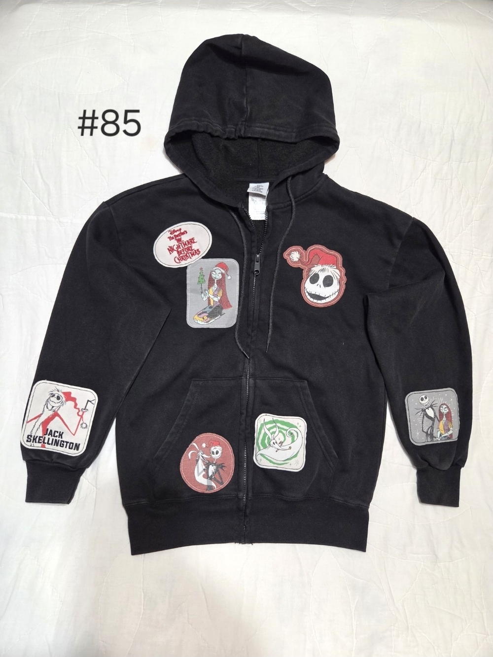 Disney The Nightmare Before Christmas Multi-Patch Full-Zip Hoodie – Black / XS